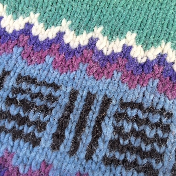 Unisex Handmade Ecuadorian Colorful Wool Crewneck Ski Sweater M- XL - Picture 8 of 10